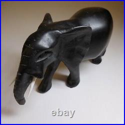 Sculpture statue éléphant noir ébène vintage art ethnique 1938 Afrique N7673