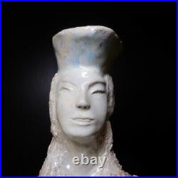 Sculpture statue femme céramique faïence barbotine vintage art déco France N7842
