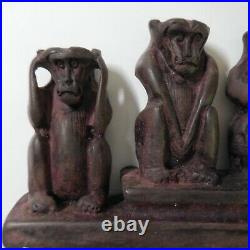 Sculpture statue figurine quatre singes vintage art déco collection maison N5877