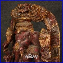 Sculpture statue indienne en bois style ancien divinité art objet autel 900