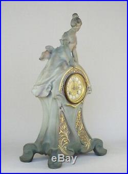 Sculpture statue pendule Art nouveau femme céramique de Charenton