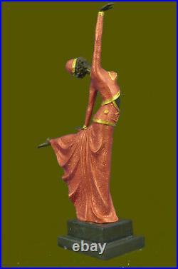 Signé Art Déco Chiparus Ventre Danseuse Bronze Marbre Sculpture Statue Figurine