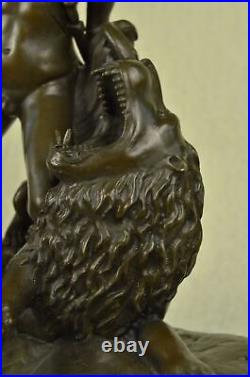 Signé Bronze Statue Métal Art Sculpture Vintage Classique Nu Romain Homme Décor
