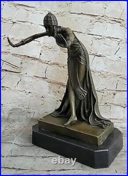 Signé J. R Colinet Bronze Statue, Art Déco Dancer Sculpture Fonte Figurine Nr