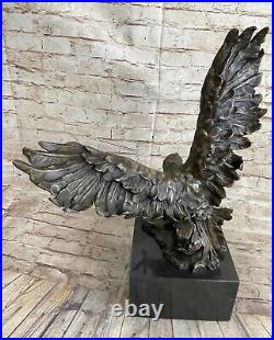 Signée Américain Chauve Aigle Bronze Sculpture Statue Figurine Art Déco