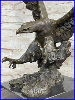 Signée Américain Chauve Aigle Bronze Sculpture Statue Figurine Art Déco