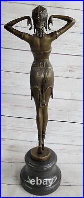 Signée Art Déco Chiparus Ventre Danseuse Marbre Affaire Bronze Sculpture Statue