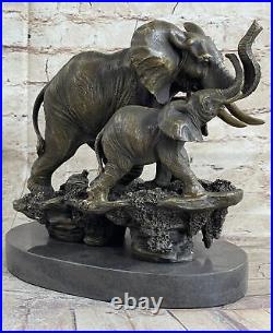 Signée Barye Art Déco Éléphant Bronze Sculpture Cubism Vie Sauvage Statue Grand