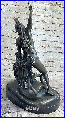 Signée Bronze Statue Métal Art Sculpture Vintage Classique Nu Romain Homme Decor