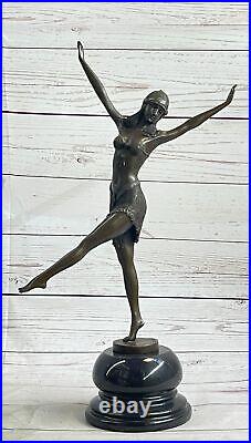 Signée Bronze Style Art Nouveau Deco Chiparus Statue Figurine Sculpture Décembre