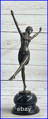 Signée Bronze Style Art Nouveau Deco Chiparus Statue Figurine Sculpture Décembre