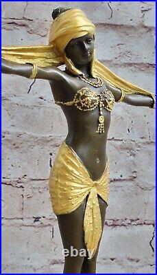 Signée Bronze Style Art Nouveau Deco Chiparus Statue Figurine Très Grand Gift Nr