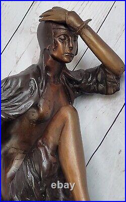 Signée Bronze Style Art Nouveau Deco J. Erte Statue Figurine Sculpture Statuette
