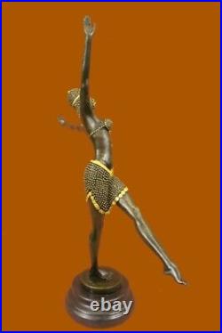 Signée Chair Danseuse Chiparus Bronze Sculpture Statue Art Figurine Marbre