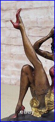 Signée Collett Statue Art Bronze Deco Figurine Jazz Sculpture Danseuse Solde