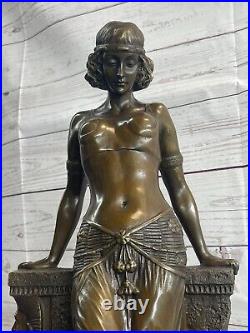 Signée Milo Égyptien Princesse Bronze Patine Figurine Statue Sculpture Art