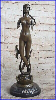 Sirène Fonte Bronze Statue Sculpture Figurine Original Art 16 Chair