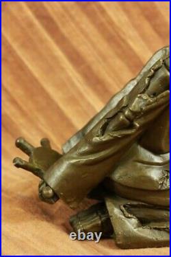 Skelton Allongé Vin Support Bronze Sculpture Figurine Statue Fonte Art Deal