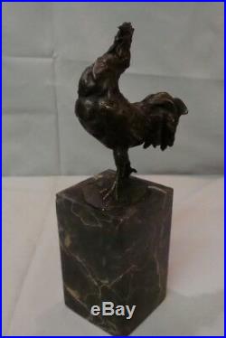 Statue Coq Oiseau Style Art Deco Style Art Nouveau Bronze massif Signe