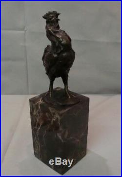 Statue Coq Oiseau Style Art Deco Style Art Nouveau Bronze massif Signe