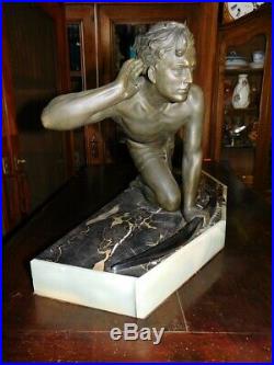 Statue En Regul Et Marbre Cipriani Art Deco 1930