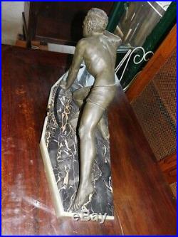 Statue En Regul Et Marbre Cipriani Art Deco 1930