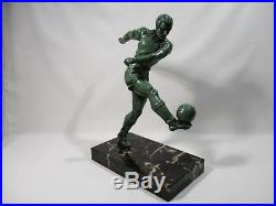 Statue En Regule Et Marbre Footballeur Art Deco Personnage Joueur De Football