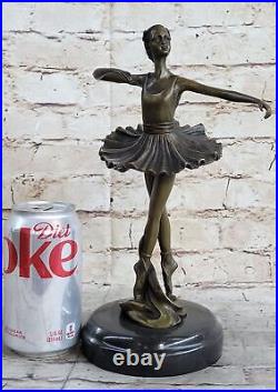 Statue Figurine Signée Milo Balanced Ballerine Grand Bronze Sculpture Art