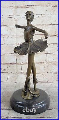 Statue Figurine Signée Milo Balanced Ballerine Grand Bronze Sculpture Art