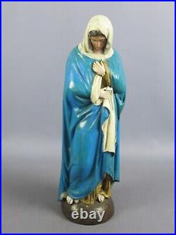 Statue Madonna Ligne Bois Artisanat Italien Sculpture Art Saint Premières'900