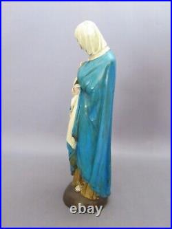 Statue Madonna Ligne Bois Artisanat Italien Sculpture Art Saint Premières'900