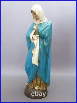 Statue Madonna Ligne Bois Artisanat Italien Sculpture Art Saint Premières'900