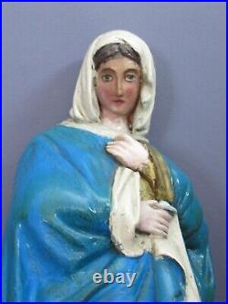 Statue Madonna Ligne Bois Artisanat Italien Sculpture Art Saint Premières'900