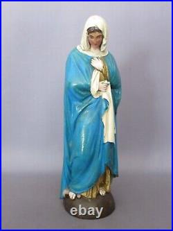 Statue Madonna Ligne Bois Artisanat Italien Sculpture Art Saint Premières'900