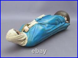 Statue Madonna Ligne Bois Artisanat Italien Sculpture Art Saint Premières'900