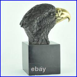 Statue Sculpture Aigle Oiseau Animalier Style Art Deco Bronze massif Signe