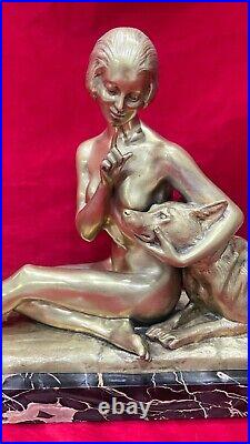 Statue Sculpture Art Déco 1930 en bronze doré par Louis RICHE