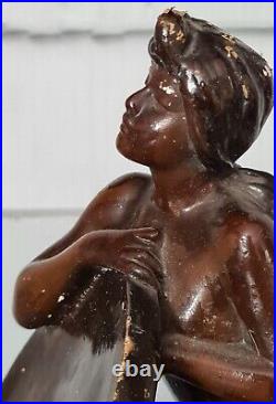 Statue Sculpture Art nouveau femme nue pot jarre terre cuite Emmanuel Villanis
