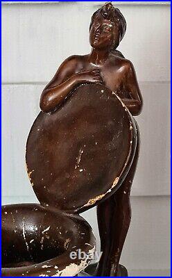 Statue Sculpture Art nouveau femme nue pot jarre terre cuite Emmanuel Villanis