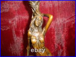 Statue Sculpture Bougeoir Demoiselle Romantique Style Art Deco Style Art Nouveau