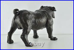 Statue Sculpture Chien Bouledogue Animalier Style Art Deco Bronze massif