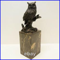 Statue Sculpture Chouette Hibou Oiseau Animalier Style Art Deco Bronze massif Si