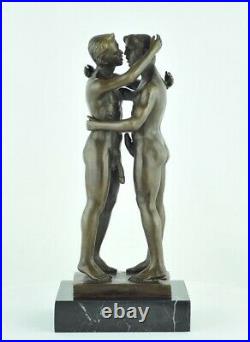 Statue Sculpture Couple Sexy Style Art Deco Bronze massif Signe