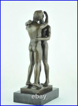 Statue Sculpture Couple Sexy Style Art Deco Bronze massif Signe