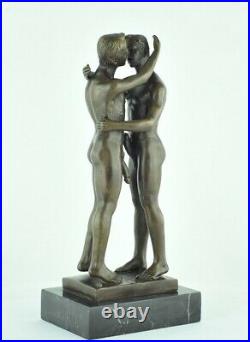 Statue Sculpture Couple Sexy Style Art Deco Bronze massif Signe