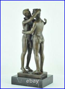 Statue Sculpture Couple Sexy Style Art Deco Bronze massif Signe