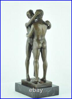 Statue Sculpture Couple Sexy Style Art Deco Bronze massif Signe