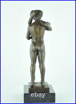 Statue Sculpture Couple Sexy Style Art Deco Bronze massif Signe