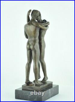 Statue Sculpture Couple Sexy Style Art Deco Bronze massif Signe