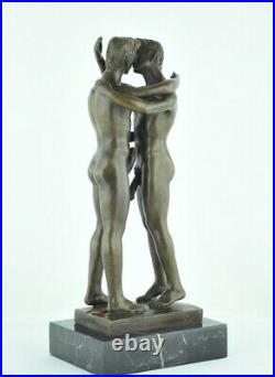 Statue Sculpture Couple Sexy Style Art Deco Bronze massif Signe